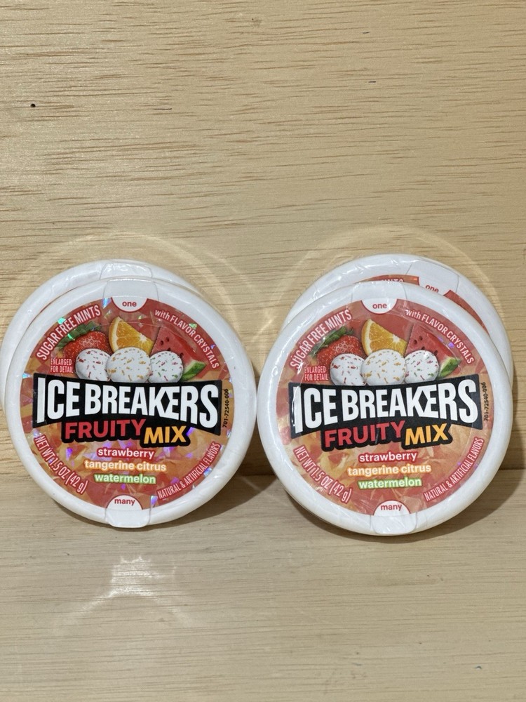 Lot 4-Packs Ice Breakers Tin Fruity Mix – 1.5oz Ea Exp 7/27