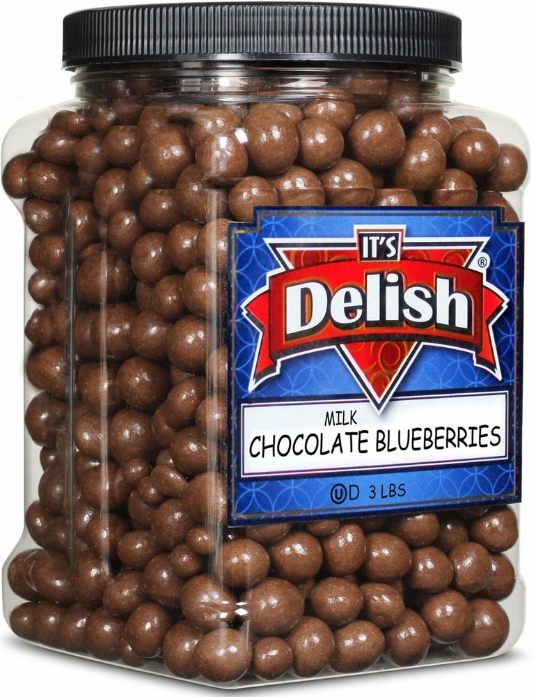Gourmet Milk Chocolate Covered Blueberries – by It’s Delish, 3 LBS Jumbo Jar