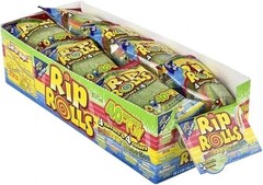 Rip Rolls Sour Rainbow Straps Roll Up Candy Lollies – 24 Packs