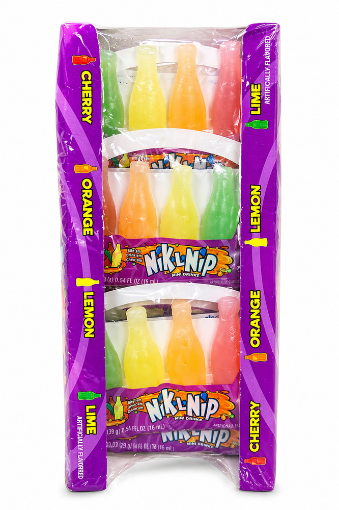 Concord Confections Nik-L-Nip Wax Novelty Mini Drinks – 18, 4-Pack Bottles