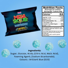 Mega Sour Raspberry 250G Sour Candy UK Fizz Balls – Handcrafted in Britain