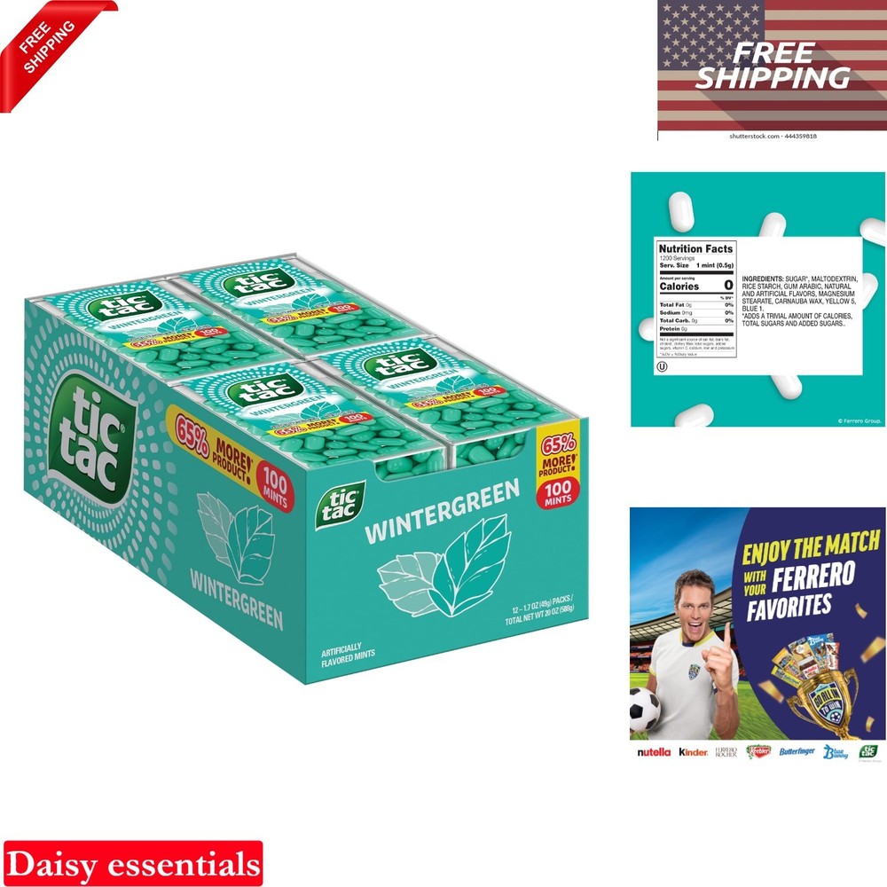 Wintergreen Breath Mints Bulk 12 Pack 100 Pieces Portable Pocket Size