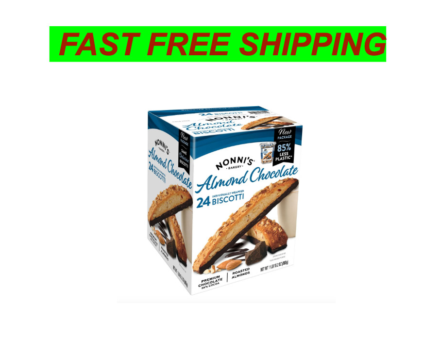 Nonni’s Biscotti Almond Chocolate 24 Count Individually Wrapped Italian Treats