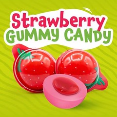 Strawberry Gummy Balls Candy with Jam Center, 19-Ounce Jar (30 Count)