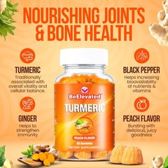 BeElevated Curcumin Turmeric Gummies – 60 Count (Pack of 1), Orange