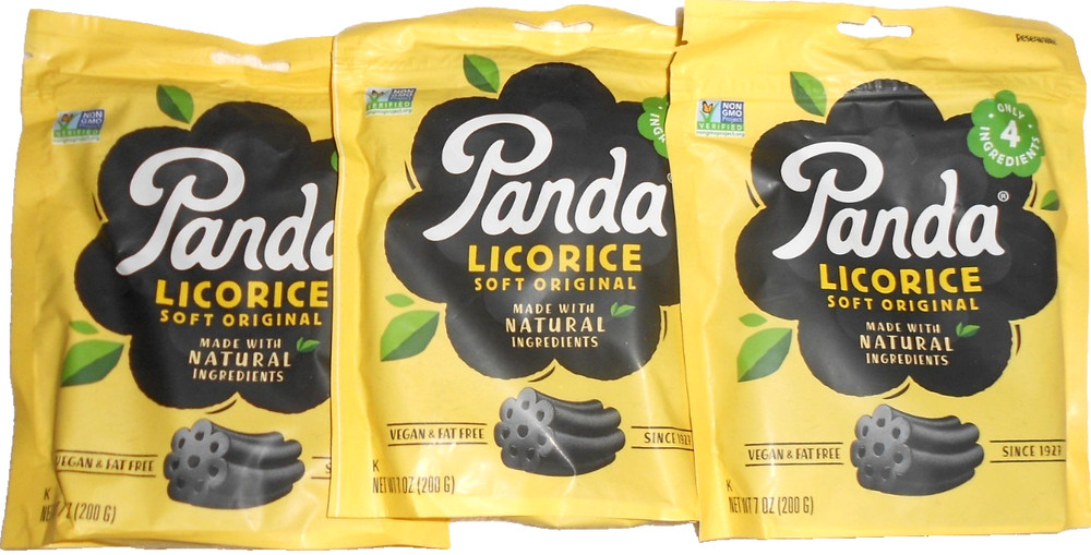 Panda Black Licorice Liquorice Flavor NON GMO 3-7 Oz (200g) 3 Ingredients