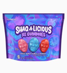 ⚫️New Exclusive Shaq A Licious Peach Berry Punch Orange Fruit Chewy Candy 11.8oz