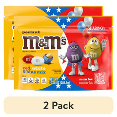 (2 pack) M&M’s Peanut Milk Chocolate Red, White & Blue Summer Candy – 10.05 Oz B