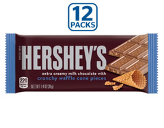 12x Bars Hershey’s Crunchy Waffle Cone Pieces Creamy Chocolate Candy – 1.4oz