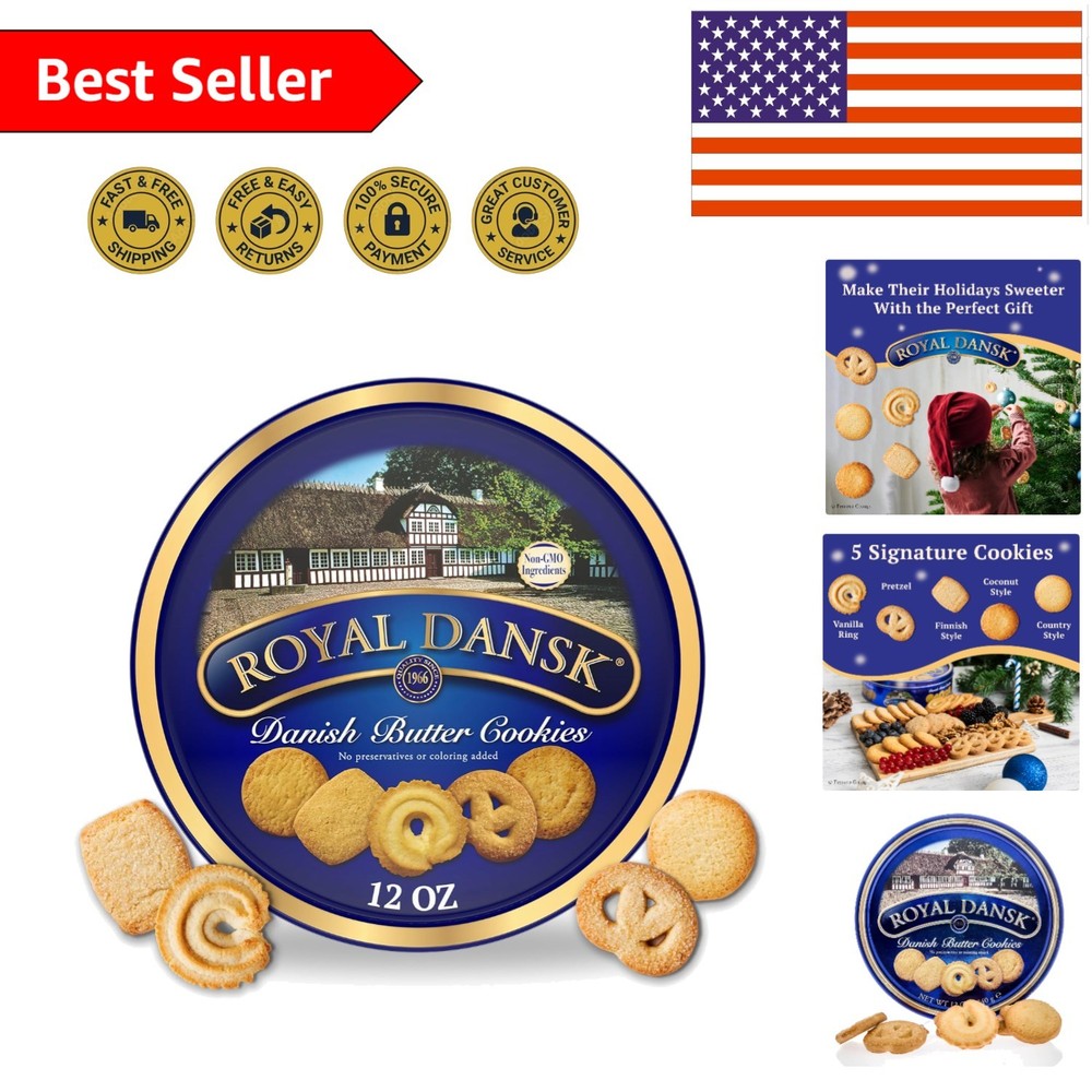 Elegant 12 oz Danish Butter Cookies in Reusable Gift Tin – Perfect for Sharing