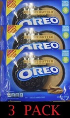 NABISCO OREO Peanut Butter FAMILY SIZE Chocolate Sandwich Cookies 1 lb 1 oz 3 PK