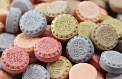 Soda Pop Bottle Top Caps Candy- 5 Flavors- BULK CANDY- 1000 Individual Pieces
