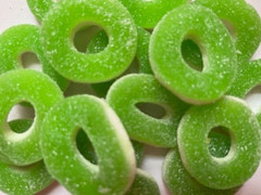 SOUR APPLE Flavored Chewy Gummy/Gummi Rings – Bulk Candy- 1 Pound Candy