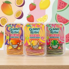 Gummy Rush Sour Belts, 10oz Container, Non GMO, Real Fruit Juice, No Artificial