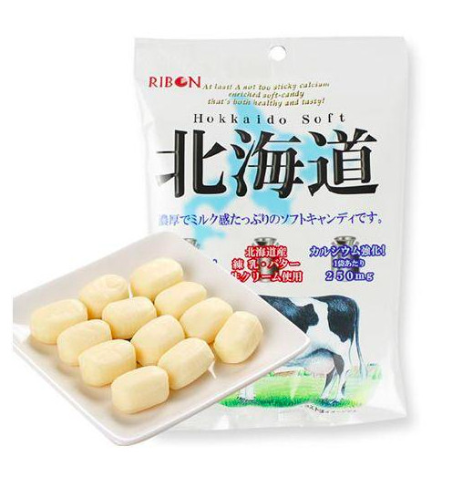 RIBON Real Hokkaido Milk and Cream Calcium Enriched Soft Candy 110g – Japan