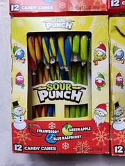 Sour Punch Holiday Candy Canes Box- Lot Of 5 – 5.3oz – 12 Count – Exp 07/26