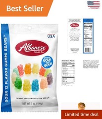 Individually Wrapped Sour Gummy Bears – 7oz, 12 Flavors, Perfect Travel Snack