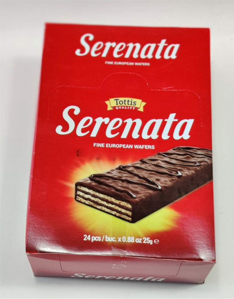 24- 1 Box Serenata Tottis Wafer Cookies Galleta Chocolate Bar Italy Snack Candy
