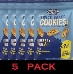 Cooper Street Snacks TWICE BAKED COOKIES Blueberry Lemon 5 oz Bag – 5 PACK