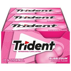 Trident Bubblegum Sugar-Free Chewing 14 Count (Pack of 12), Original Version