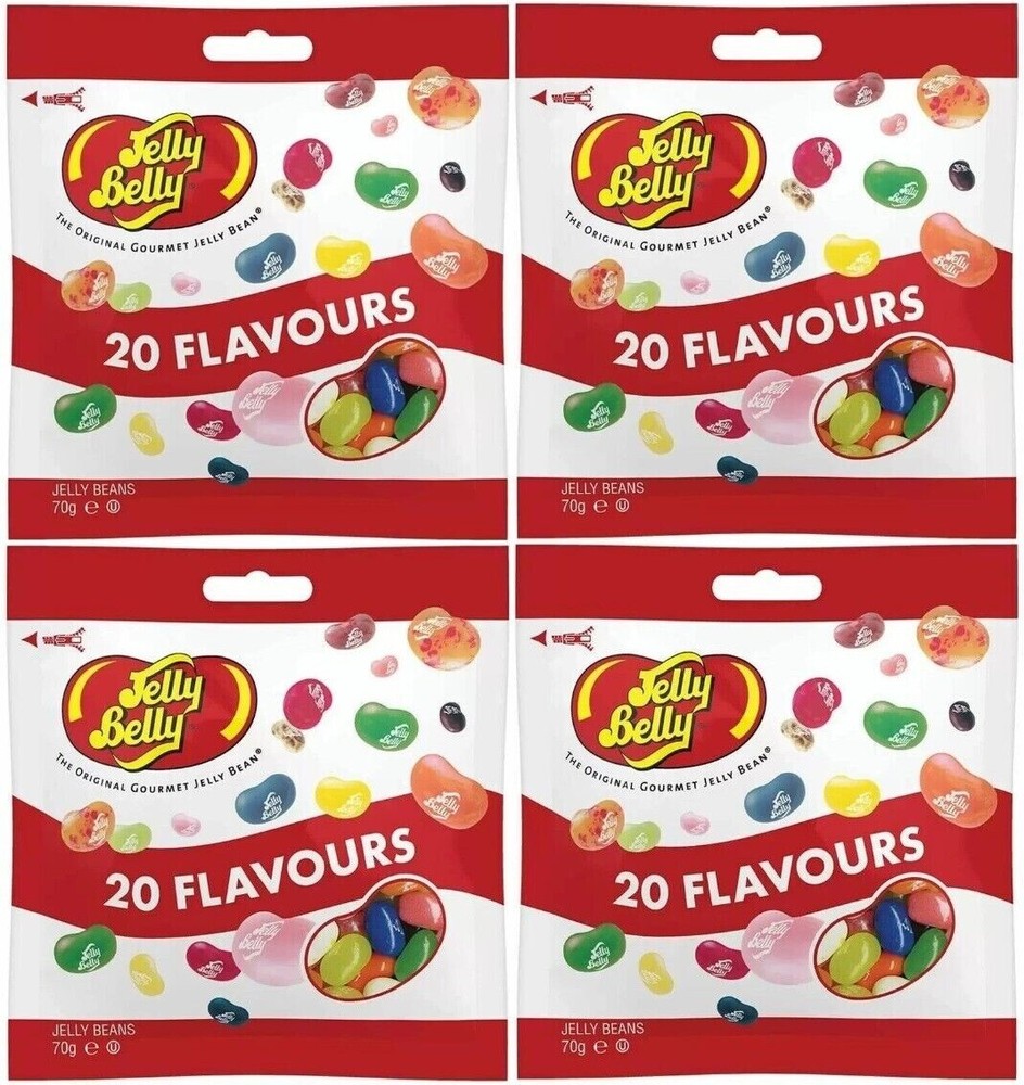 4x Jelly Belly 20 Assorted Flavour Mix Jelly Beans 70g Bag