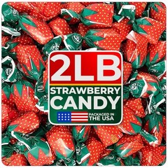 Strawberry Hard Candy Bulk Individually Wrapped 2 lbs Party Favors Filler