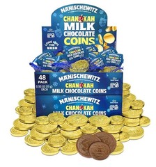 96x -Manischewitz Chanukah Milk Chocolate Coins Gelt 4 Boxes 24 Bags Bulk 8/27