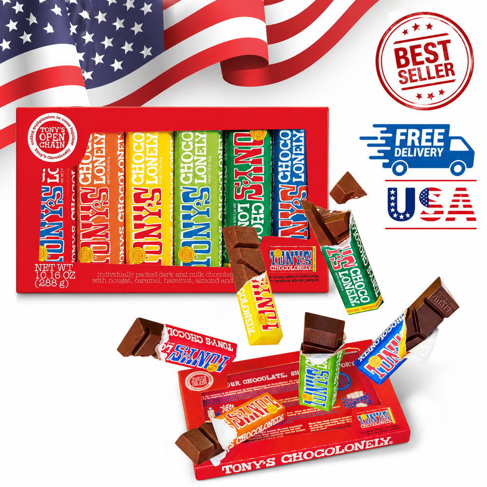 Tony’s Chocolonely Chocolate Bar Variety Pack 6 Bars Individually Wrapped