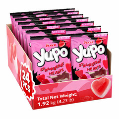 Strawberry Heart Shaped Jelly Candy, Soft Chewy Candy, Bulk Pack 24 x 80g