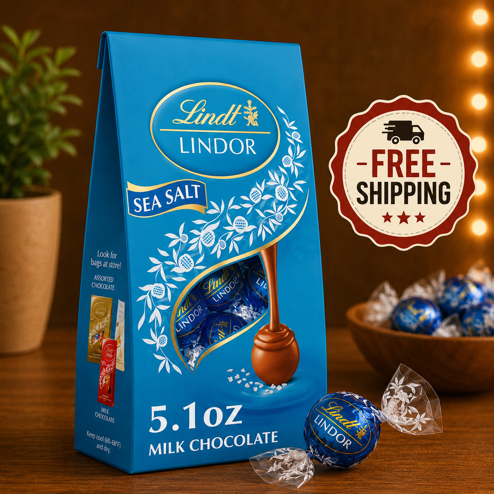 Lindt Lindor Sea Salt Milk Chocolate Candy Truffles, 5.1 oz. Bag – Free Shipping