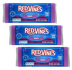 Grape Licorice Twists 5 oz Bags Pack of 3 Soft & Chewy Fruit Candy