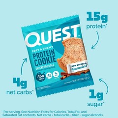 Quest Nutrition Protein Cookie – Snickerdoodle – 12ct: 15g Protein, Ready to Eat