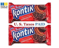 2 Packs Konti Super Kontik Chocolate Sandwich Cookies 90g 3.1oz Ukrainian Sweets