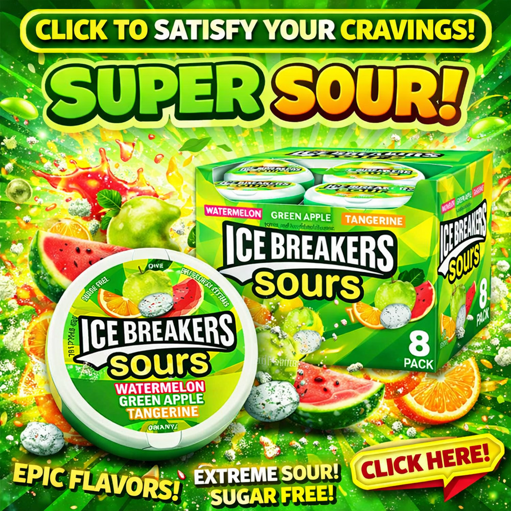 ICE BREAKERS Sours Sugar Free Mints Watermelon Green Apple Tangerine (Pack of 8)