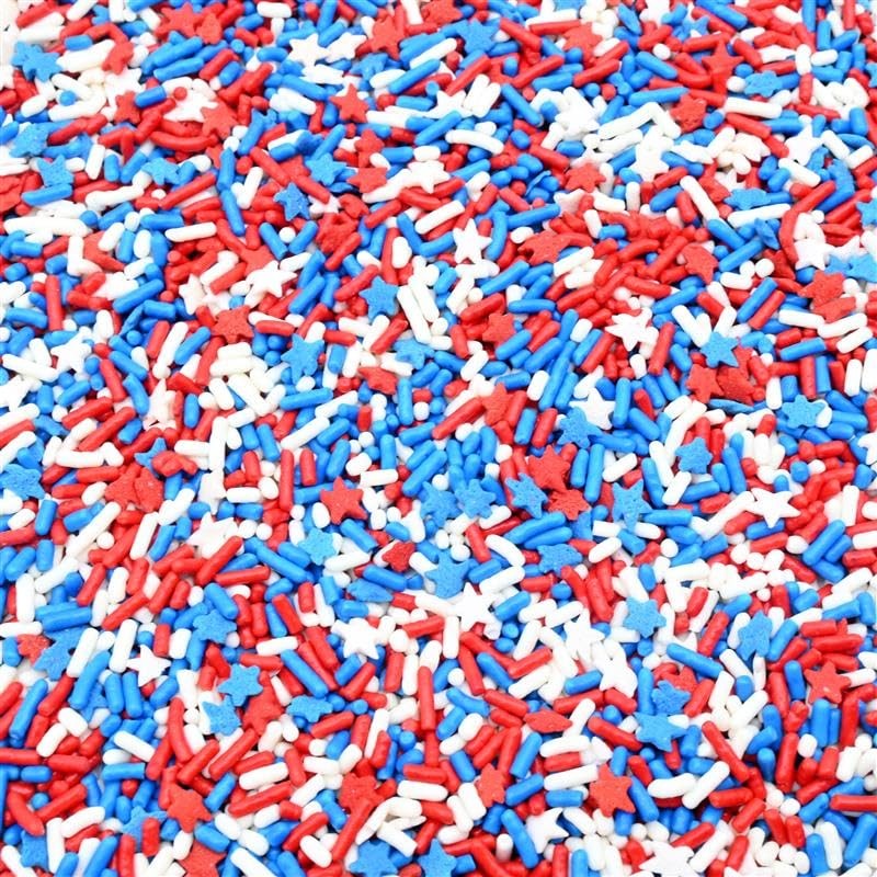 Candy Retailer All American Patriotic Cupcake Sprinkles (4oz, Stars & Stripes)