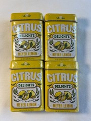 Citrus Delights Meyer Lemon Candy/Mint 4 Tins Sweet Tangy Candy- Made in Canada