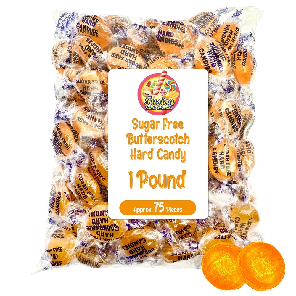 Sugar Free Butterscotch Hard Candy Arcor – 1LB Bag (About 75 Compact, Yellow