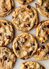The Best Chewy Salted HOMEMADE Caramel Chocolate Chip Cookies / 12 Cookies