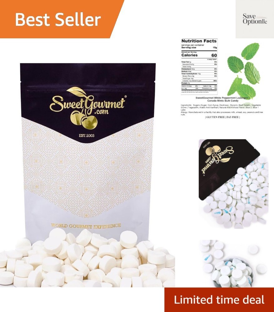 White Peppermint Lozenges | Canada Mints Bulk Candy | 1 Pound