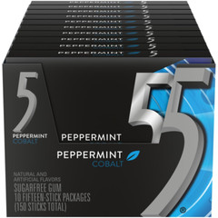 Wrigley 2051020 5 GUM Cobalt Peppermint Sugarfree Chewing Gum 15 Pieces