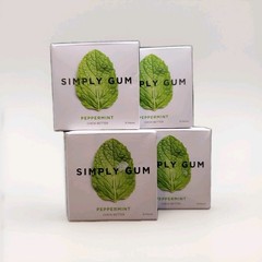 SIMPLY GUM Peppermint Plant-Based Chewing Gum Lot Four Packs 60 pcs Cane Sugar
