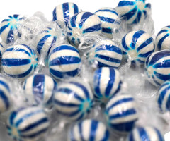 Jumbo Blue Raspberry Striped Candy Balls – 1 Lb of Fresh Individually Wrapped Bl