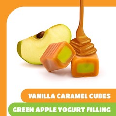 Caramel Cubes Candy – 2 Pound Pack (150 Count) – Green Apple Filling – Indivi…