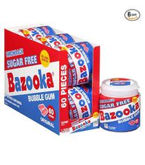 Bazooka Sugar Free Bubble Gum – 60 Count To Go Cup Pack of 6 Pink Chewing Gum