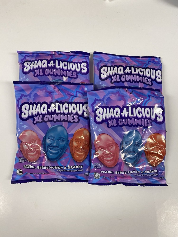 Lot of 4 Shaquille O’Neal’s SHAQ-A-LICIOUS XL Gummies 6.2 oz each