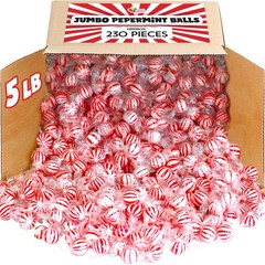 Peppermint Candy Balls – 5 lb Bulk – Red & White Striped Hard Mints – Individ…