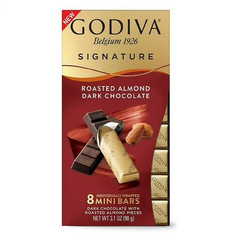 FREE SHPPING!!! Quan Disc.! GODIVA Roasted Almond Dark Choc. 8 Mini Bars 3.1oz