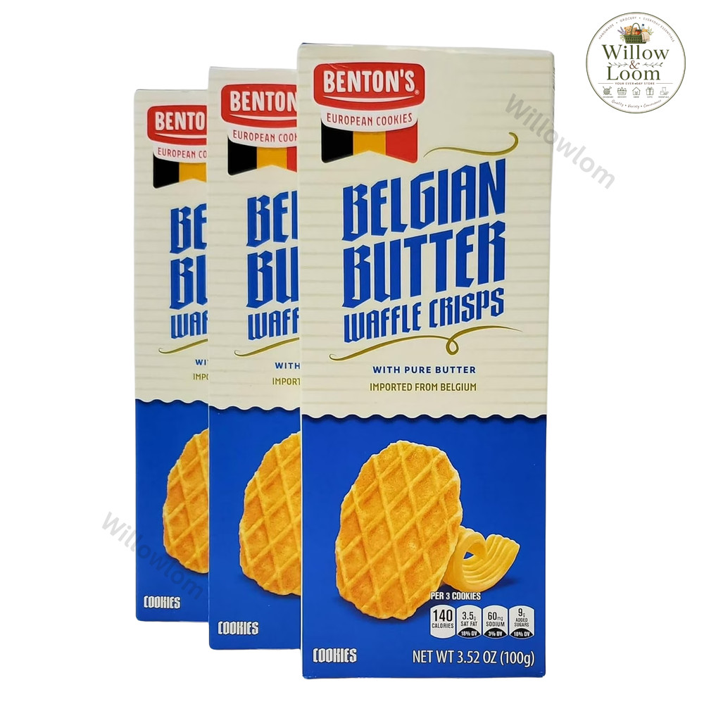 Benton’s Belgian Butter Waffle Crisps with Pure Butter 3.52 oz Pack of 3 Cookies