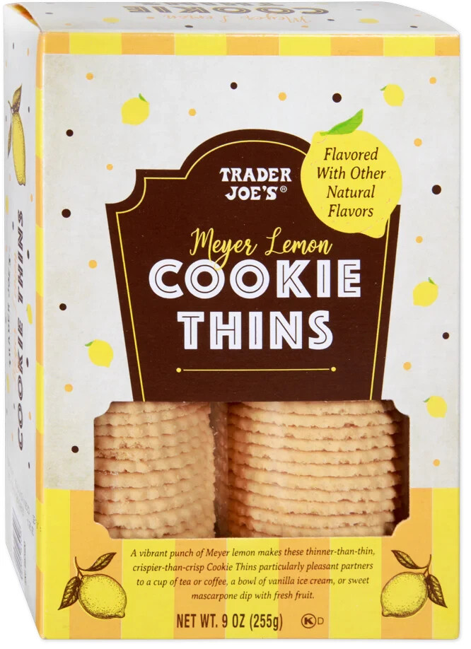 2 Pack of – Trader Joe’s Cookie Thins Meyer Lemon 9 oz Each