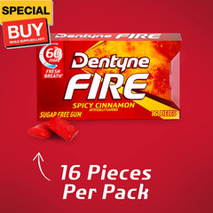 Fire Spicy Cinnamon Sugar Free Gum, Pack of 9 (144 Total Pieces)